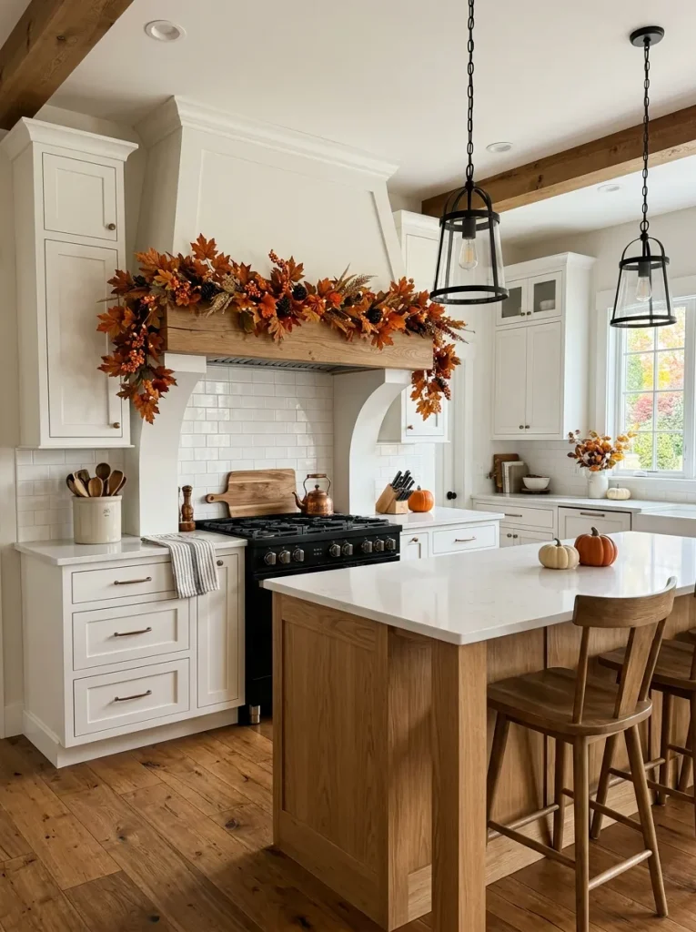 Autumn Garland Across Range Hood A vertical 23 realistic Pinterest style photo