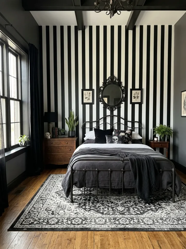 Paint a High-Contrast Black and White Striped Accent Wall