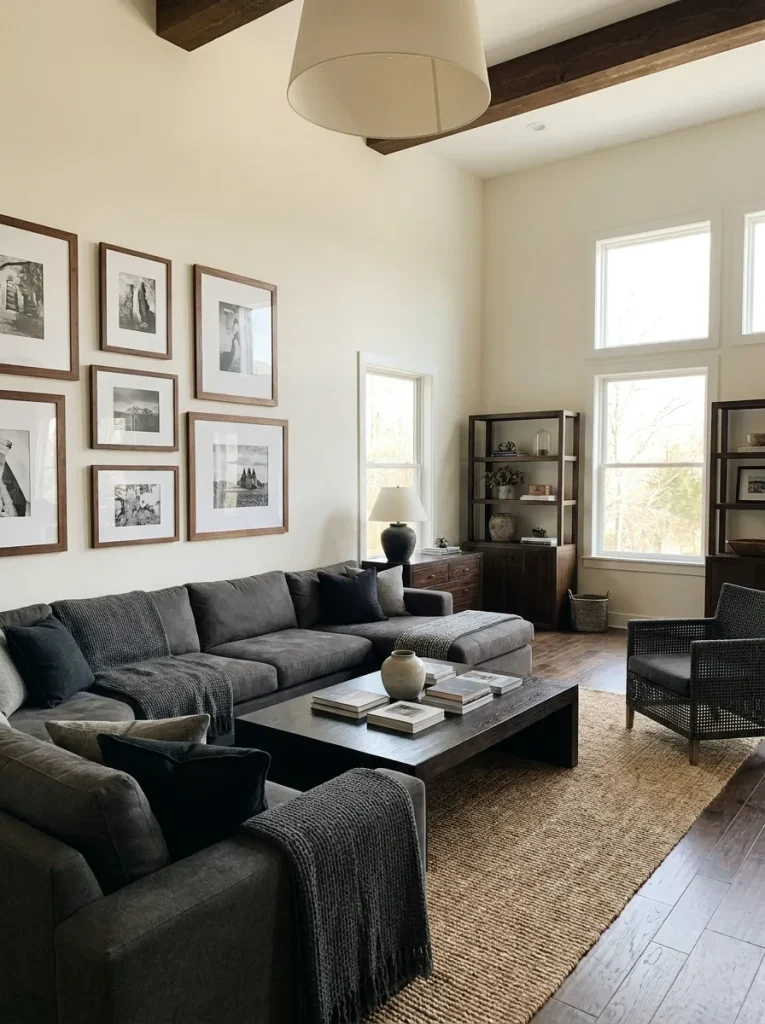 Balance Dark Tonal Accents Against Soft Warm White Walls
