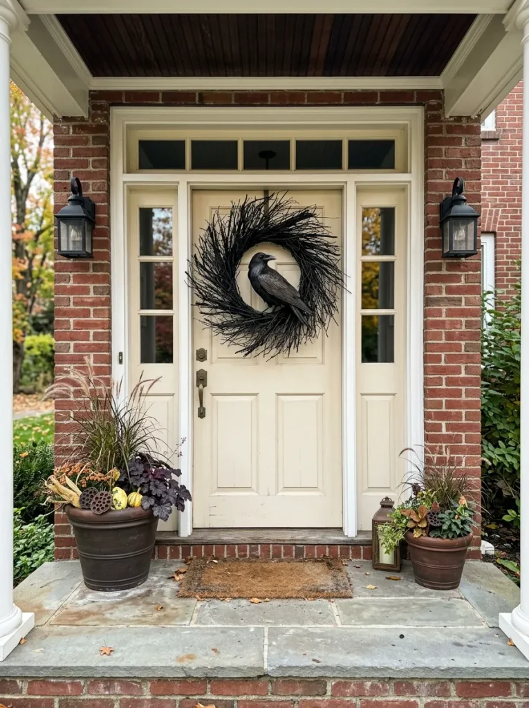 Suspend a High-Contrast Matte Black Twig and Raven Wreath