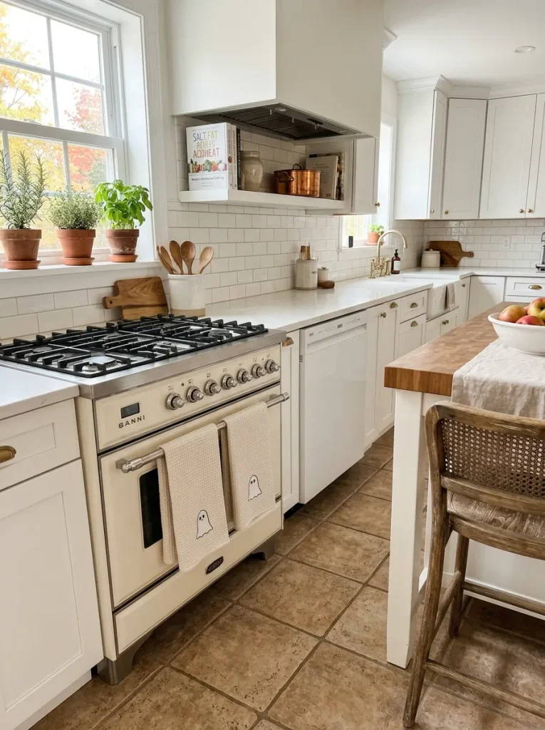 Waffle-Weave Ghost Dish Towels A vertical 23 realistic Pinterest style photo of a complete kitchen interior