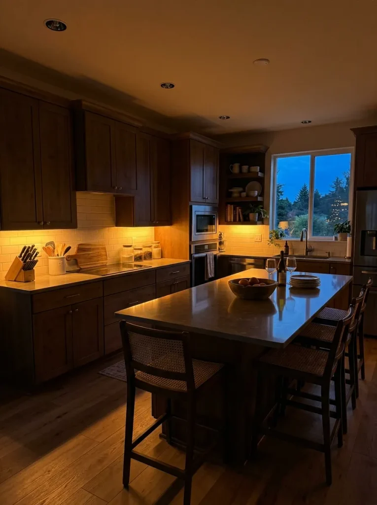 Warm Amber Under-Cabinet Lighting A vertical 23 realistic Pinterest style photo 