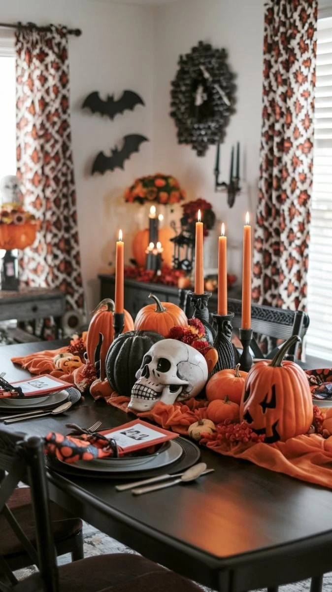 Halloween tablescape idea 22: Pile Pumpkins High for a Classic Orange Centerpiece