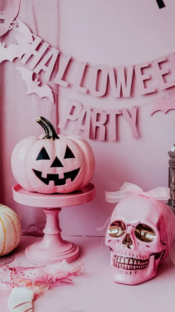 Pink Halloween decor idea 13: Throw a Pink HALLOWEEN PARTY Banner Moment