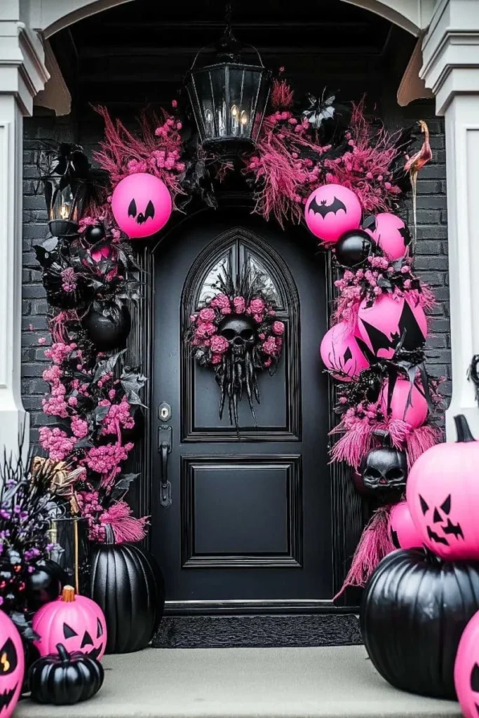Pink Halloween decor idea 25: Go Bold With a Hot Pink Porch