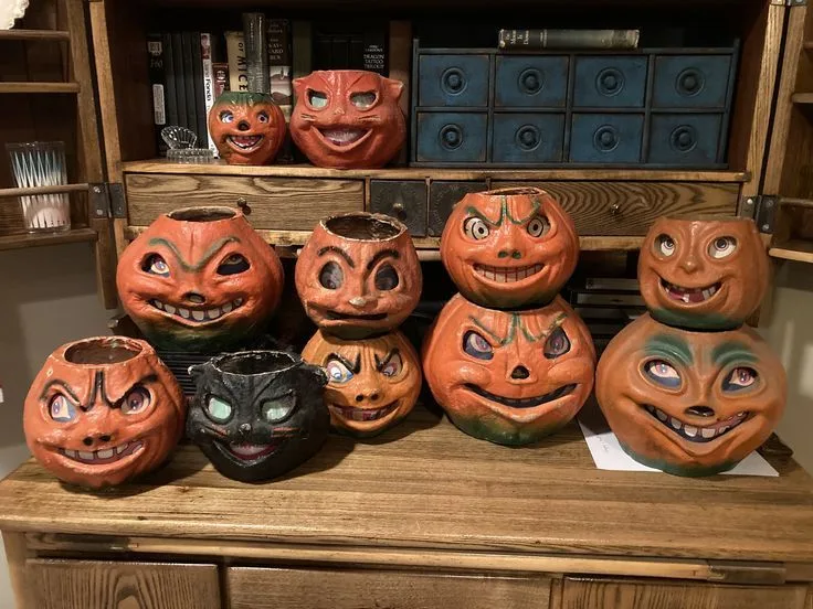 Vintage Halloween decor idea 9: Line Up Jack-o'-Lantern Mugs Like a Diner Counter